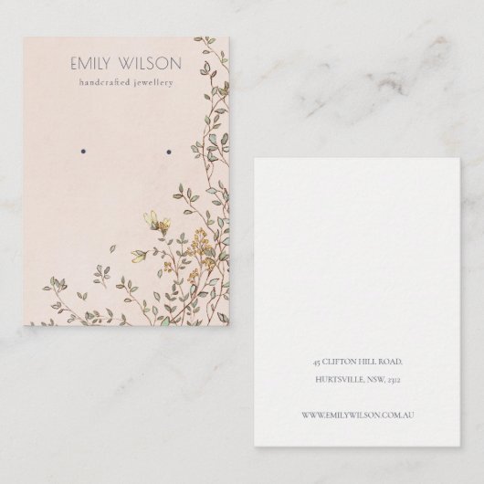 Elegante Dusky Blush Stud Earring Display Visitenkarte (Vorne/Hinten)