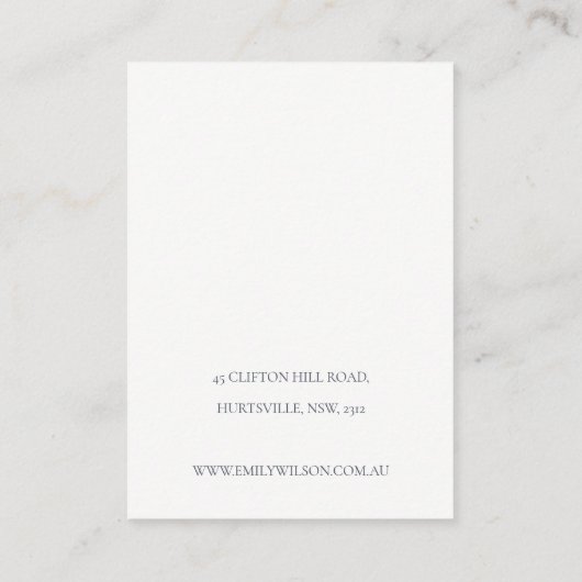 Elegante Dusky-Blütenrebe Elfenbeinhaarklammer Visitenkarte (Rückseite)