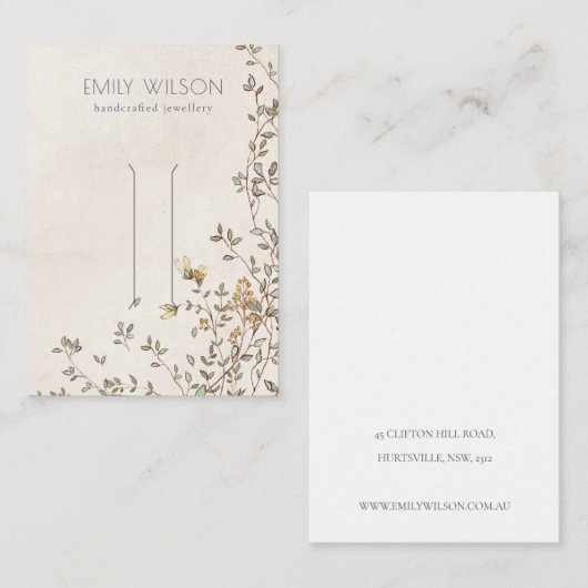 Elegante Dusky-Blütenrebe Elfenbeinhaarklammer Visitenkarte (Vorne/Hinten)