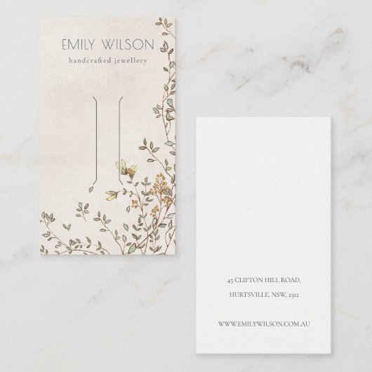 Elegante Dusky-Blütenrebe Elfenbeinhaarklammer Visitenkarte (Vorne/Hinten)