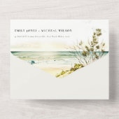 Elegante Dusky Coastal Beach All In One Einladung (Rückseite)