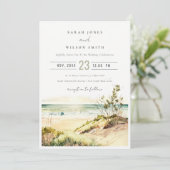 Elegante Dusky Coastal Beach Einladung (Stehend Vorderseite)