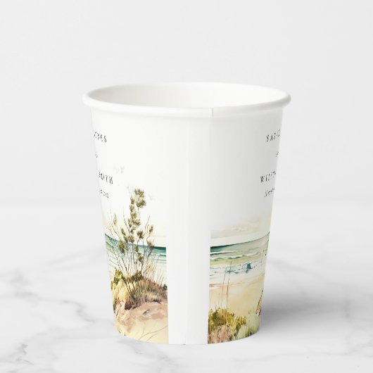 Elegante Dusky Coastal Beach Pappbecher (Rechts)