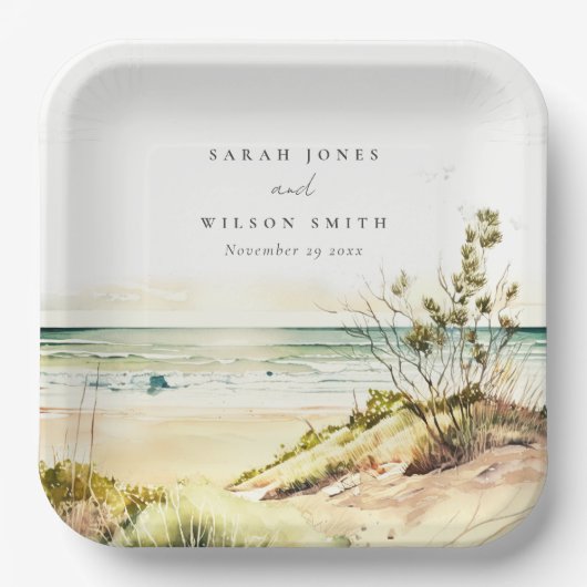 Elegante Dusky Coastal Beach Pappteller (Vorderseite)