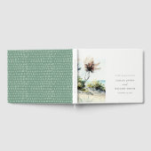 Elegante dusky Coastal Palm Beach Seascape Wedding Gästebuch (Voll)