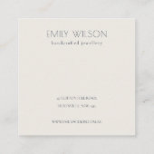 Elegante Dusky Floral Aqua Logo Necklace Display Quadratische Visitenkarte (Rückseite)