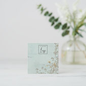 Elegante Dusky Floral Aqua Logo Necklace Display Quadratische Visitenkarte (Stehend Vorderseite)