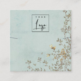 Elegante Dusky Floral Aqua Logo Necklace Display Quadratische Visitenkarte