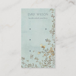 Elegante Dusky Floral Aqua Stud 3 Earring Display Visitenkarte