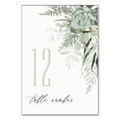 Elegante dusky Leafy Fern Succulent Wedding Tischnummer (Vorderseite)