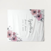 Elegante Dusky Rose Silver Glitzer Brautparty Wandteppich (Vorderseite (Horizontal))