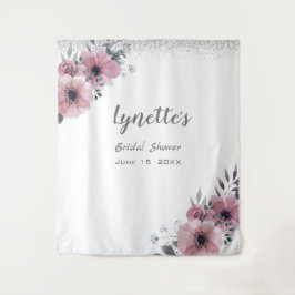 Elegante Dusky Rose Silver Glitzer Brautparty Wandteppich