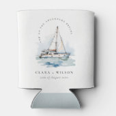 Elegante Dusky Sailboat Seascape Wedding Dosenkühler (Rückseite)