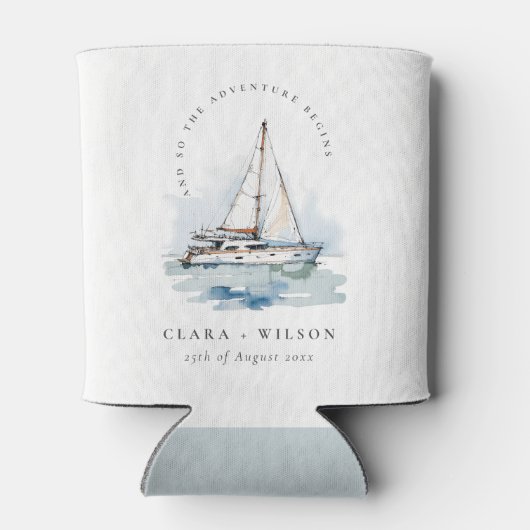 Elegante Dusky Sailboat Seascape Wedding Dosenkühler (Rückseite)