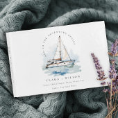 Elegante Dusky Sailboat Seascape Wedding Gästebuch