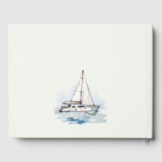 Elegante Dusky Sailboat Seascape Wedding Gästebuch (Rückseite)