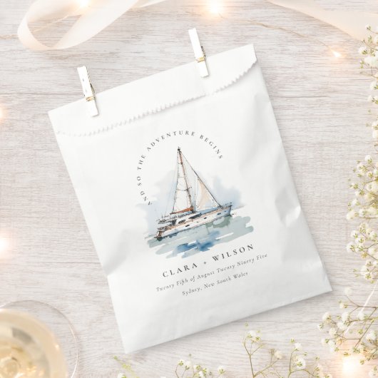 Elegante Dusky Sailboat Seascape Wedding Geschenktütchen (Ausgeschnitten)