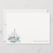 Elegante Dusky Sailboat Seascape Wedding Mitteilungskarte (Vorderseite)