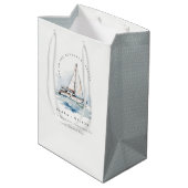 Elegante Dusky Sailboat Seascape Wedding Mittlere Geschenktüte (Rückseite Schrägansicht)
