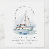 Elegante Dusky Sailboat Seascape Wedding Weinetikett (Einzelnes Label)