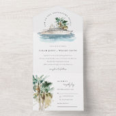 Elegante Dusky Schifffahrt Palm Seascape Hochzeit All In One Einladung (Innen Boden)