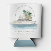 Elegante Dusky Schifffahrt Palm Seascape Hochzeit Dosenkühler (Vorderseite)