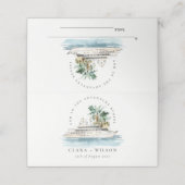Elegante Dusky Schifffahrt Palm Seascape Hochzeit Platzkarte (Außenseite Aufgefaltet)