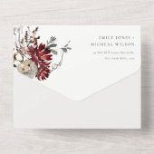 Elegante dusky Warm Winter Festivals Hochzeit All In One Einladung (Rückseite)