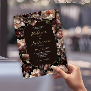 Elegante, düstere Blumen Hochzeitseinladung im dun Einladung