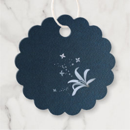 elegante dustige blaue Blumen marineblau Geschenkanhänger