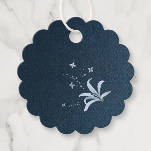 elegante dustige blaue Blumen marineblau Geschenkanhänger (Vorderseite)