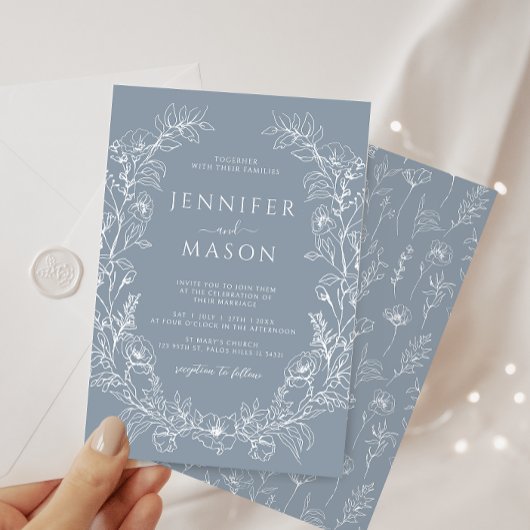 Elegante dustige blühende böhmische Hochzeit Einladung