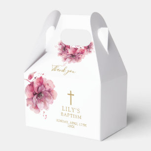 Elegante Dustrose-Wasserfarben-Blumen-Taufe Geschenkschachtel