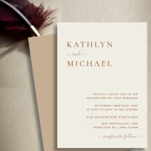 Elegante Dusty Beige Moderne Typografie Hochzeit