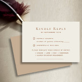 Elegante Dusty Beige Moderne Typografie Hochzeit RSVP Karte