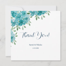 Elegante Dusty Blue Ant Mint Florale Kunstvoll wan Dankeskarte