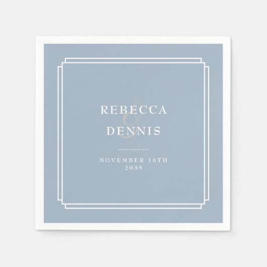 Elegante Dusty Blue Art Deco Serviette (Vorderseite)