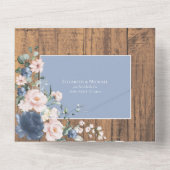 Elegante Dusty Blue Blush Rustikale Hochzeit All In One Einladung (Rückseite)