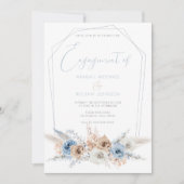 Elegante Dusty Blue Boho Engagement Party Einladung (Vorderseite)