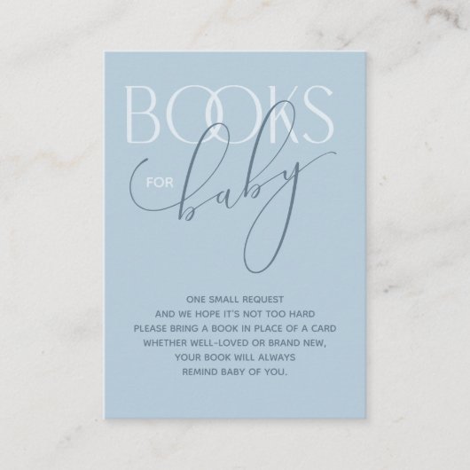 Elegante Dusty Blue Book Request Enclosure Card Begleitkarte (Vorderseite)