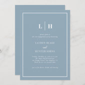 Elegante Dusty Blue Calligraphy Engagement Party Einladung (Vorne/Hinten)