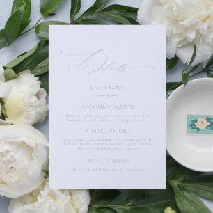 Elegante Dusty Blue Calligraphy Wedding Detail Car Begleitkarte