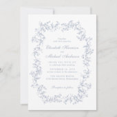 Elegante Dusty Blue Chinoiserie Watercolor Hochzei Einladung (Vorderseite)