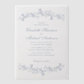 Elegante Dusty Blue Chinoiserie Watercolor Hochzei Pergament Einladungen (Vorderseite)