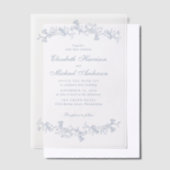 Elegante Dusty Blue Chinoiserie Watercolor Hochzei Pergament Einladungen (Versetzt)