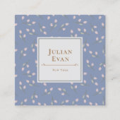 Elegante Dusty Blue Floral Pattern Business Card Quadratische Visitenkarte (Vorderseite)