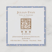 Elegante Dusty Blue Floral Pattern Business Card Quadratische Visitenkarte (Rückseite)