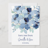 Elegante Dusty Blue Floral Save the Date Card (Vorderseite)