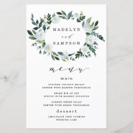 Elegante Dusty Blue Floral Wedding Menu Cards