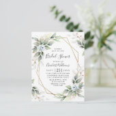 Elegante Dusty Blue Foliage Brautparty Card Postkarte (Stehend Vorderseite)